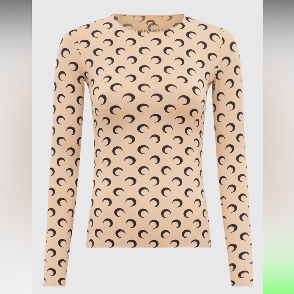 Marine Serre Beige and Black Crescent Moon Top